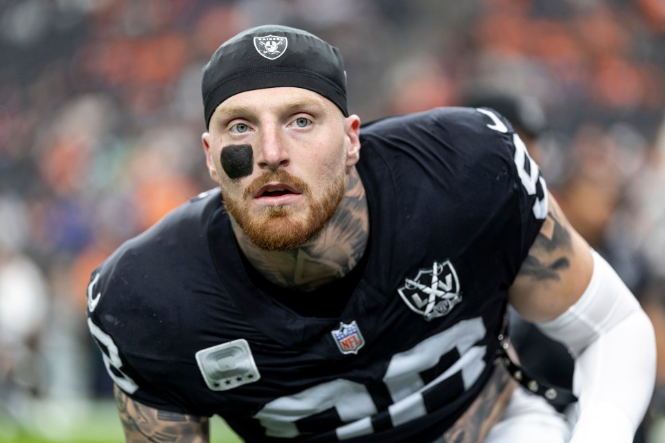LAS VEGAS, NEVADA - NOVEMBER 24: Maxx Crosby #98 of the Las Vegas Raiders looks on prior to an NFL Football game against the Denver Broncos at Allegiant Stadium on November 24, 2024 in Las Vegas, Nevada. (Photo by Michael Owens/Getty Images)